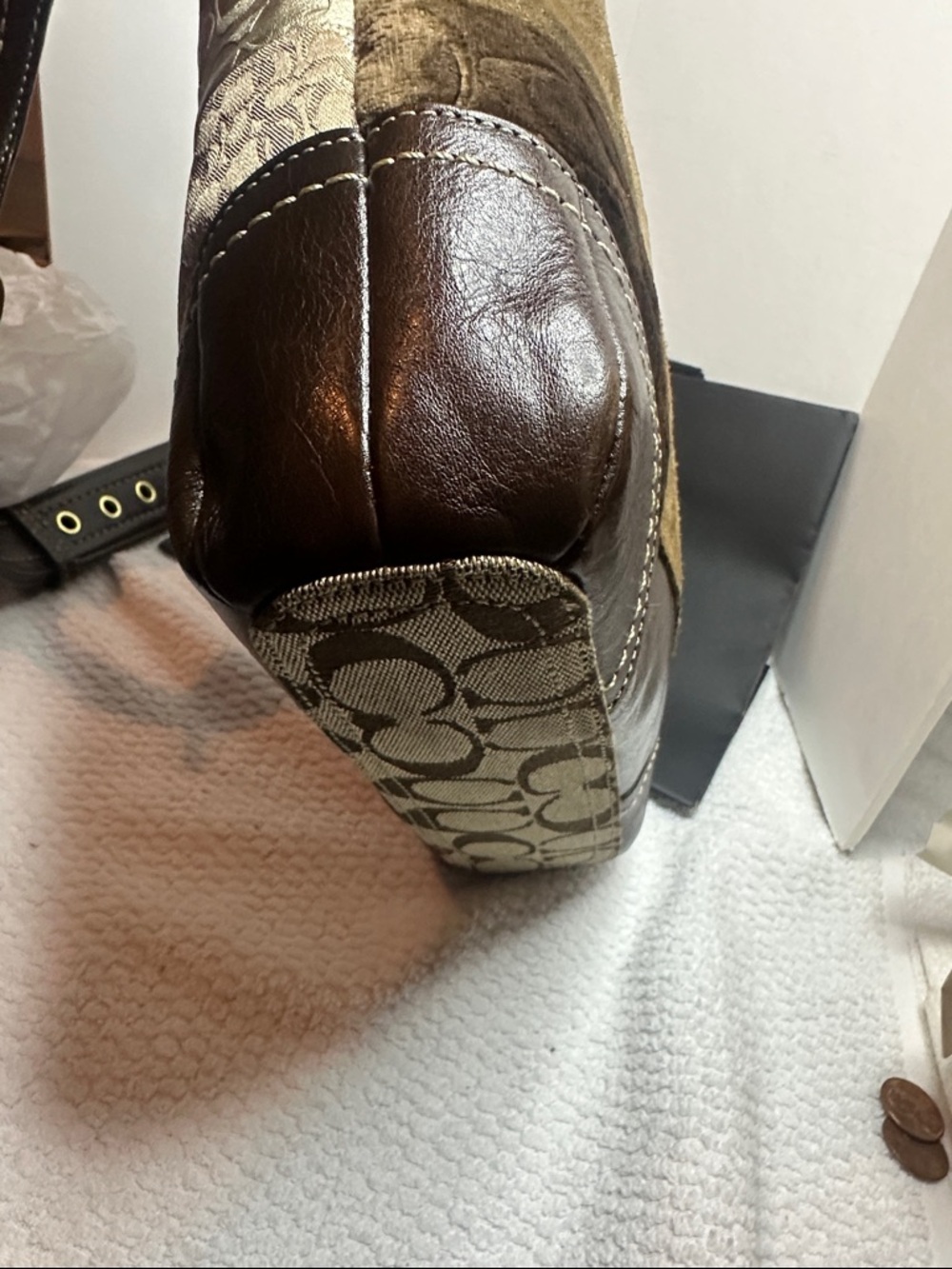Coach 2008 Patchwork Leopard Accent Shoulder Bag in Brown, Tan, Gold - Picture 6 of 14